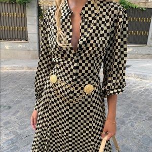 HTF Rixo Maddison Checkerboard Tea Maxi Dress